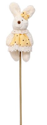 Pick Coelha de Pelúcia no Palito Roupa Poa Amarelo - Ref 1827212FA Páscoa Cromus