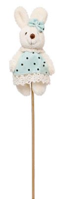 Pick Coelha de Pelúcia no Palito Roupa Poa Verde - Ref 1827212FV Páscoa Cromus