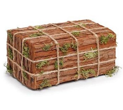 Bloco de Corda com Musgo e Cascas de Árvore 15x25x15cm - Coleção Rustic - Ref 1827108 Cromus