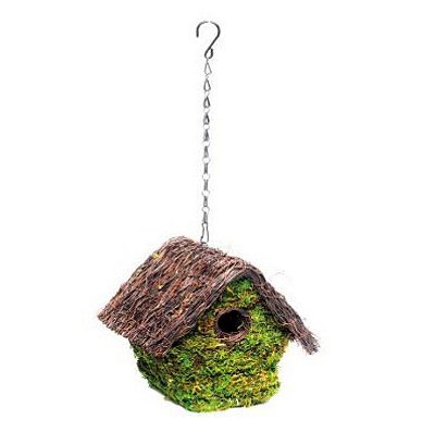 Casinha Decorativa de Rattan com Musgo 25x25x25cm - Coleção Rustic - Ref 1826079 Cromus