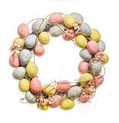 Guirlanda de Páscoa Ovos e Flores 34x34x8cm - Coleção Fondant - Ref 1823716 Cromus