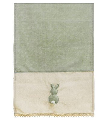 Caminho de Mesa Verde Claro com Aplique de Coelho 145x40cm - Coleção Sensação - Ref 1823548 Cromus