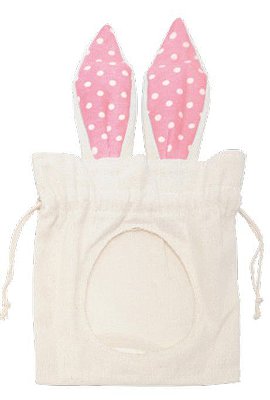 Bolsinha de Juta com Orelhas de Coelho Rosa e Visor Ovo 32x16cm - Ref 1013697R Cromus