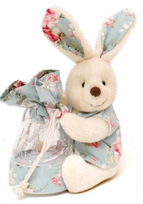 Bolsinha de Páscoa Coelho com Roupa Floral Azul 15x10x8cm - Ref 1826846 Cromus