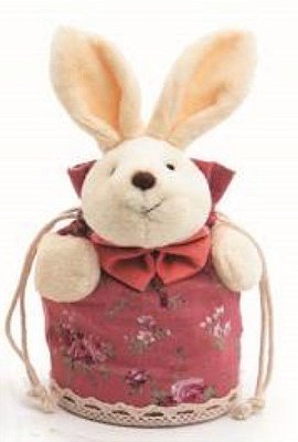 Bolsinha de Páscoa Coelho Floral com Gravata Rosê 18x8x8cm - Coleção Roses - Ref 1021769R Cromus