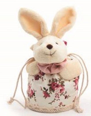 Bolsinha de Páscoa Coelho Floral com Gravata 18x8x8cm - Coleção Roses - Ref 1021769 Cromus