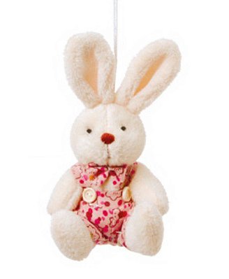 Mini Coelho de Pelúcia Sentado com Macacão Floral Rosa 15cm - Ref 1220457 Páscoa Cromus