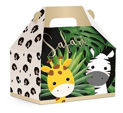 Caixa Surpresa Maleta Kids Festa Safari 12x8x12 com 10 Unidades - Ref 23012077 Cromus