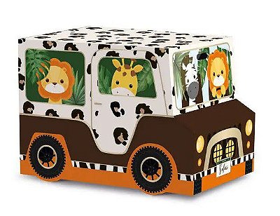 Caixa Surpresa Jipe Festa Safari 13x9x9 com 8 Unidades - Ref 23012096 Cromus