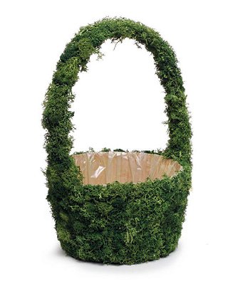 Cesta Decorativa Redonda de Musgo Natural com Alça 35x25x20cm - Coleção Moss - Ref 1827058 Cromus