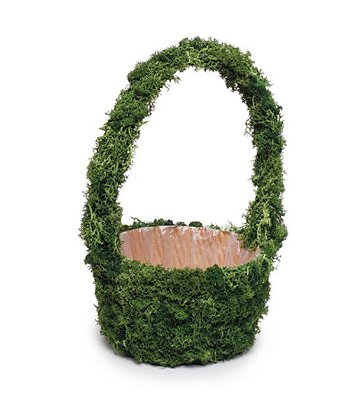 Cesta Decorativa Redonda de Musgo Natural com Alça 30x15x15cm - Coleção Moss - Ref 1827059 Cromus