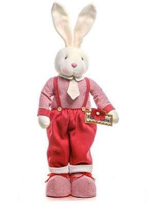 Coelho em Pé com Placa Feliz Páscoa 65cm - Coleção Goiabinha - Ref 1822459 Cromus