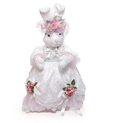 Coelha de Pelúcia Rígida em Pé com Vestido e Flores na Cabeça 60cm - Coleção Mil Folhas - Ref 1721118 Cromus