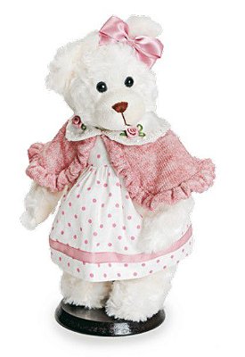 Ursa de Pelúcia Rígida em Pé com Saia de Bolinha 28x14cm - Coleção Mil Folhas - Ref 1620317 Cromus