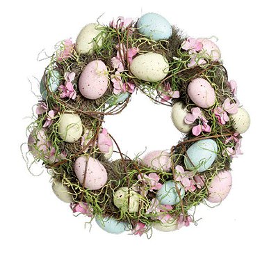 Guirlanda Decorativa de Páscoa Ovos e Flores 35x35cm - Coleção Fondant - Ref 1820811 Cromus