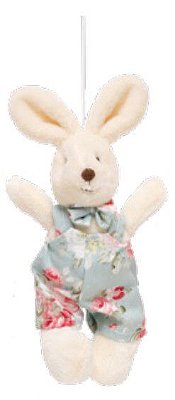 Mini Coelho de Pelúcia Perna Comprida Macacão Floral Verde 15cm - Ref 1827237MV Páscoa Cromus