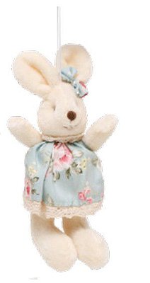 Mini Coelha de Pelúcia Perna Comprida Vestido Floral Verde15cm - Ref 1827237FV Páscoa Cromus