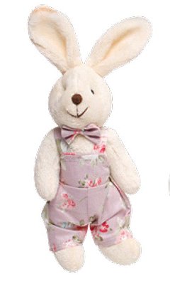 Mini Coelho de Pelúcia Macacão Floral Lilas 20cm - Ref 1827238ML Cromus