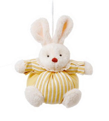 Mini Coelho de Pelúcia Bolinha Amarelo 12x10cm - Ref 1220504 Cromus