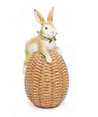 Coelho de Resina Encima do Ovo 26x12x14cm - Coleção Fancy - Ref 1014682 Cromus