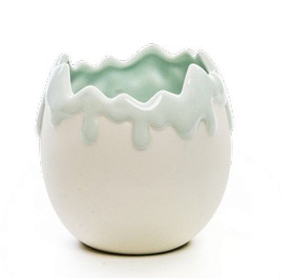 Ovo de Cerâmica com Parte Quebrada e Doce Verde Escorrendo - Coleção Confeitos - Ref 1823891 Páscoa Cromus