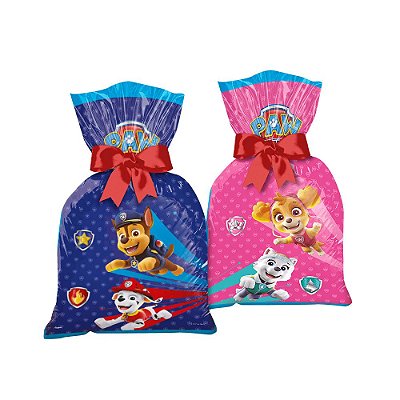 Sacola Plástica Patrulha Canina Core com 12 Unidades - REF 115696.9 Regina