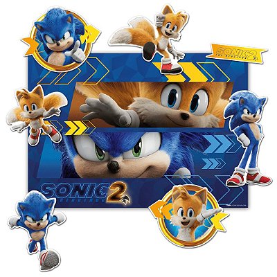 Kit Decorativo Painel Decorativo 64x45cm Sonic 2 + Personagens Destacáveis 07 und - Ref 118206.4 Regina