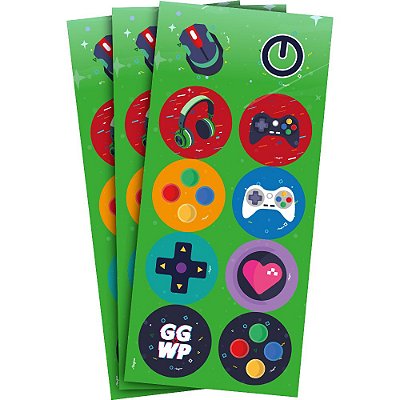 Adesivo Redondo Festa Games com 30 Unidades - Ref 116230.6 Regina