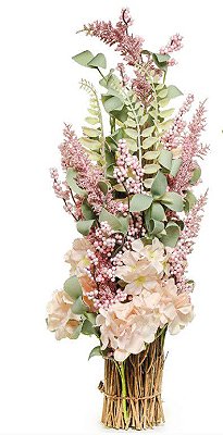 Bouquet Arranjo de Galhos e Flores Rustica Rosa 50x20cm - Coleção Fondant - Ref 1823748 Cromus