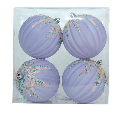 Bola de Natal Lilas com Confeitos Coloridos 10cm Jogo com 4 Un - Trend Rainbow - Ref 1019222 Cromus