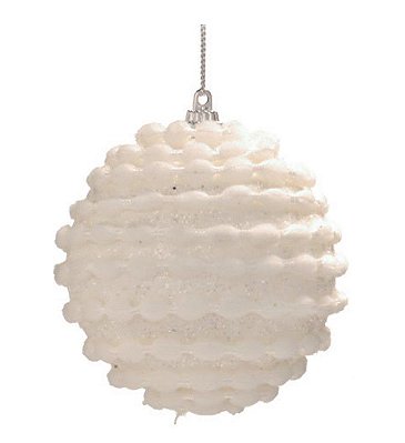 Bolas de Natal Branca Flocada 8cm Jogo com 6 Un - Trend Candy - Ref 1592595 Cromus