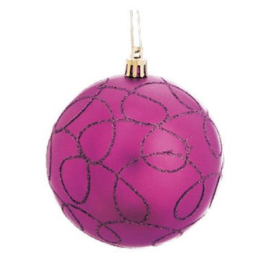 Bolas de Natal Lilas com Rabiscos de Glitter 6cm com 6 Un - Bolas Natalinas - Ref 1213546 Cromus