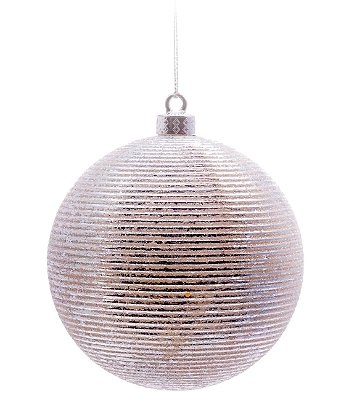 Bolas de Natal Metalizada Branca e Rosê 8cm Jogo com 6Un - Ref 1350101 Cromus