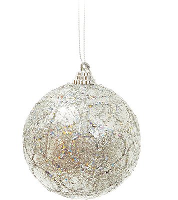Bolas de Natal Arabesco Glitter Prata 8cm Jogo com 6Un - Ref 1213233 Cromus