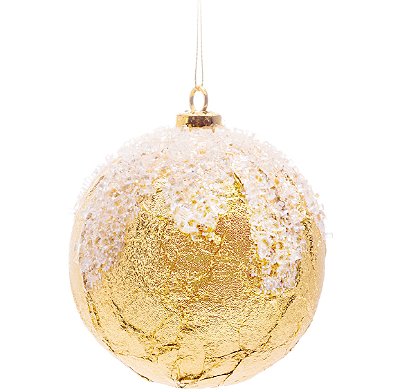 Bolas de Natal Dourado Craquelado Nevada 8cm Jogo com 6 Un - Ref 1350109 Cromus