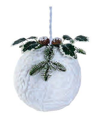 Bola de Natal Branca Nevada com Arranjo de Galhos 20x20cm 1 Unidade - Ref 1108367 Cromus