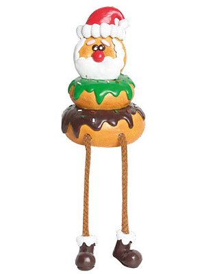 Enfeite Noel Donuts de Resina com Perna Comprida 25x8x8cm - Coleção Biscoito Amanteigado - Ref 1921921 Cromus