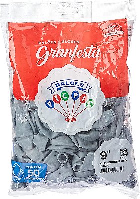 Balão de Latéx 9 Polegadas Granfesta Cinza Pacote com 50 Unidades - PicPic