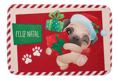 Tapete Antiderrapante Pet com Presente 60x40x1cm - Natal Pet - Ref 1020562 Cromus