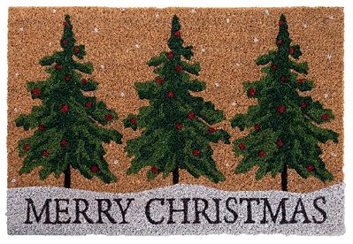 Tapete Capacho Pinheiros Merry Christmas 60x40cm - Ref 1107297 Cromus