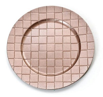 Sousplat de Melamina com Relevo Quadrado Rosê 33cm - Ref 1618552 Cromus