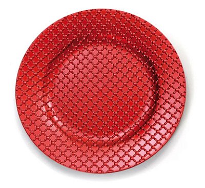 Sousplat de Melamina com Pontilhados Vermelho 33cm - Ref 1618585 Cromus