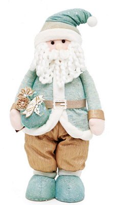 Papai Noel em Pé com Roupa Azul Claro e Dourado 60x25x14cm - Coleção Smash - Ref 1205762 Cromus