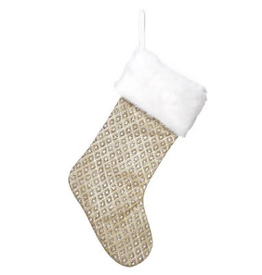 Bota de Natal Branco e Dourado 48cm - Botas e Meias de Natal - Ref 1716461 Cromus