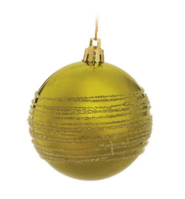 Bola de Natal Verde Claro com Listras 8cm com 6 Un - Ref 1318987 Cromus