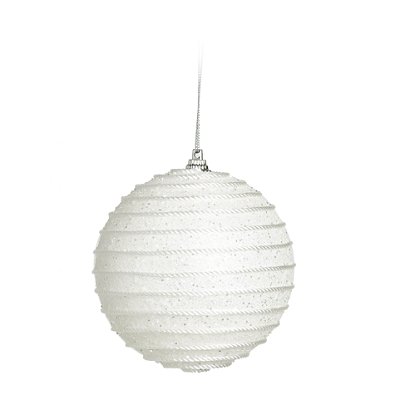 Bolas de Natal Glitter Branco 8cm Jogo com 6 Unidades - Ref 1923734 Cromus