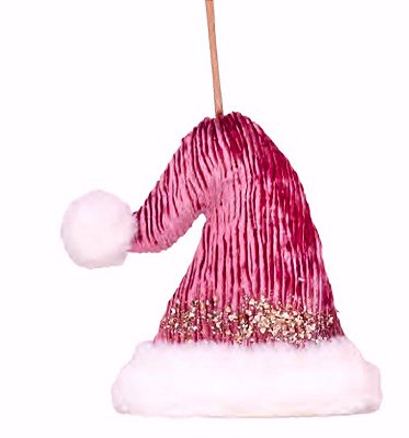 Enfeite Pendurar Gorro Noel Pink 15x16x5cm - Ref 1016521 Cromus
