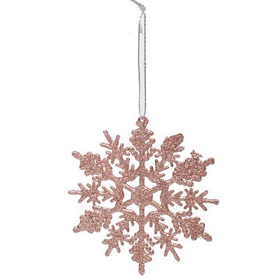 Enfeite de Pendurar Flocos de Neve Rosê 10x10x1cm 1 Unidade - Ref 1019322 Cromus