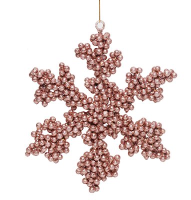 Enfeite Pendurar Floco de Neve Flocado Rosê Gold 25x25x2cm - Ref 1922599 Cromus