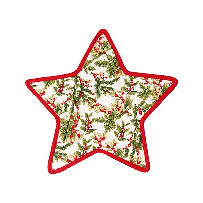 Descanso de Panela Azevinhos Formato Estrela 40x40x1cm com 1 Unidade - Ref 1360238 Cromus